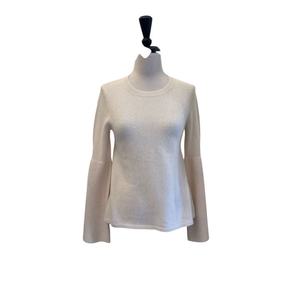 Antonio Melani Women's Crew Neck Bell Sleeve Cashmere Knit Sweater White XS
